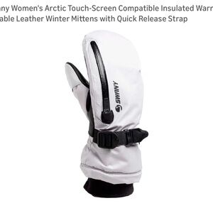 Swany Women's Arctic White Leather Mittens